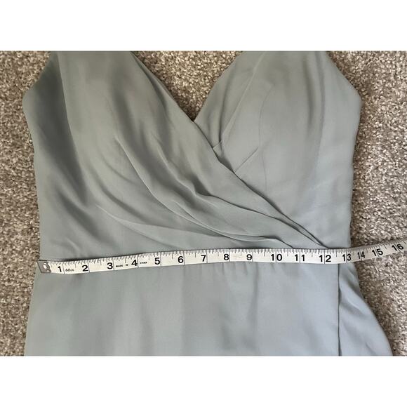 Azazie Davis Dolphin Grey A-Line V-Neck Chiffon Bridesmaid Dress Size A8 - Picture 10 of 12